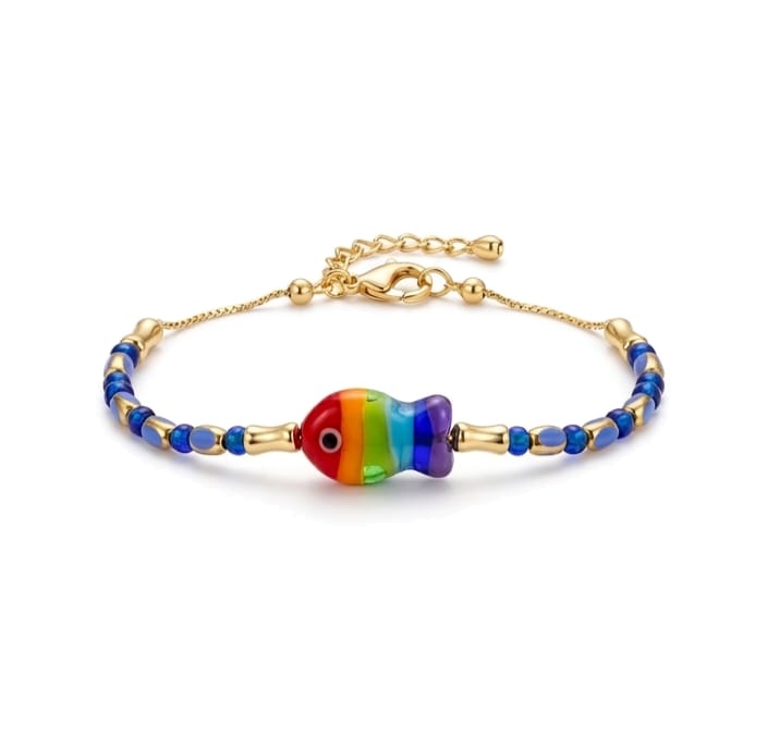 Rainbow Spirit: El Yapımı Şans Balığı Bileklik