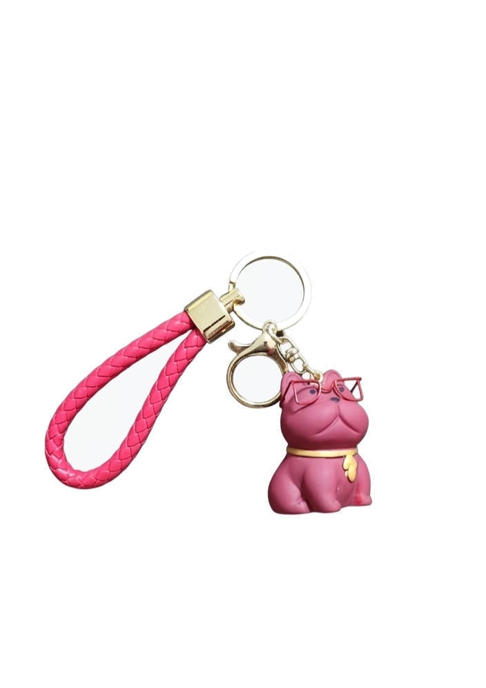 Fransız Bulldog Figürlü Anahtarlık / Bordo