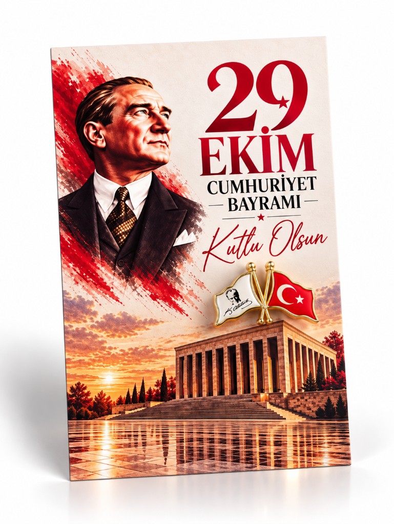 29 Ekim Cumhuriyet Bayramı Çapraz Bayrak Rozet Broş