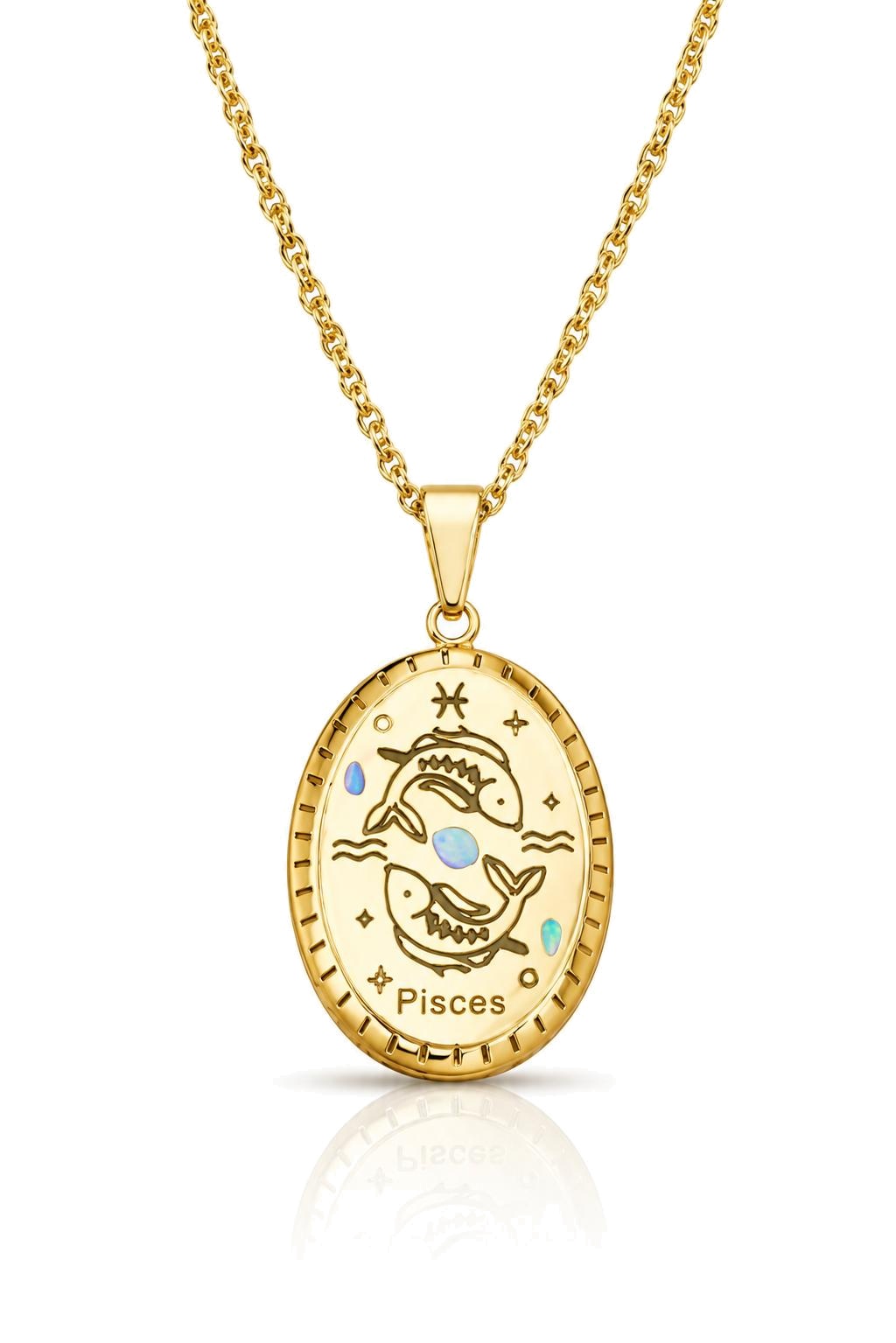 Pisces (Balık Burcu) Gold Renk Çelik Kolye