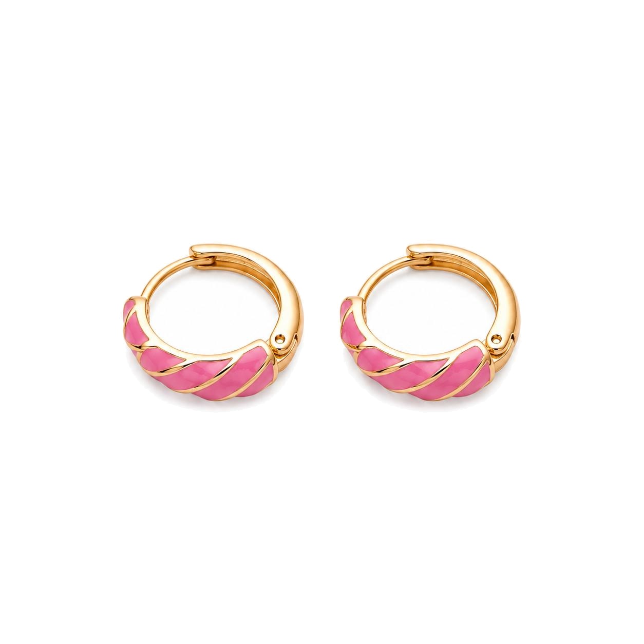 Neon Pembe İtalyan Tasarım Burgu Desenli Mine Küpe