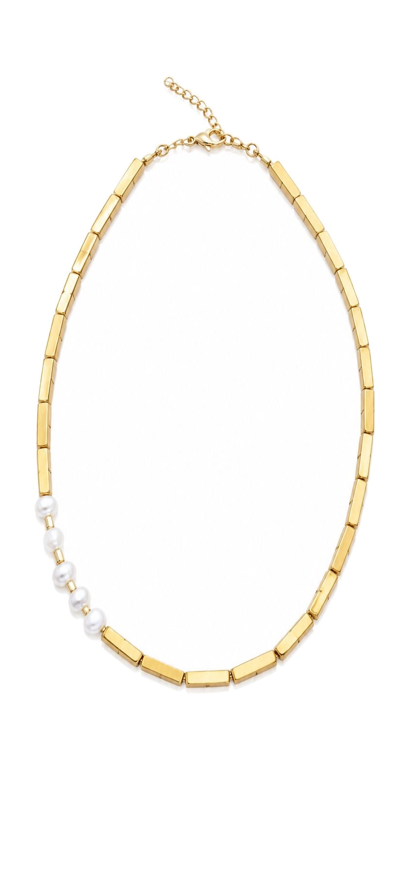 Modernin ve Klasiğin Kusursuz Dansı Golden Pearl Contrast Kolye
