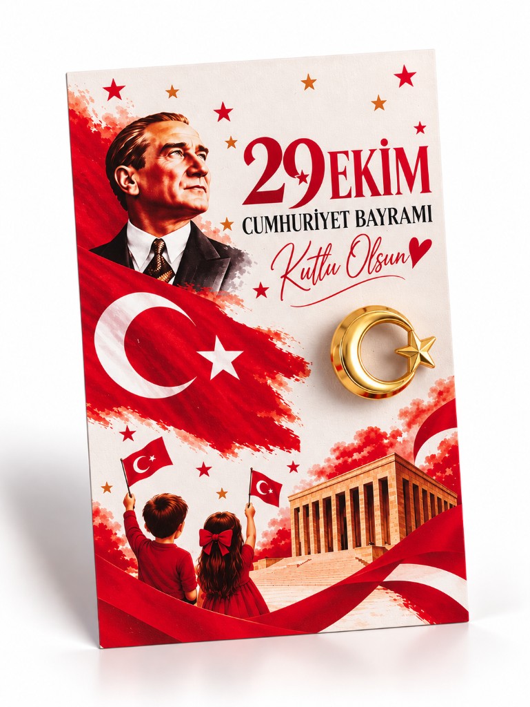 29 Ekim Cumhuriyet Bayramı Altın Ay Yıldız Rozet Broş
