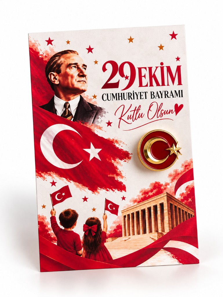 29 Ekim Cumhuriyet Bayramı Kırmızı Ay Yıldız Rozet Broş